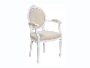 Picture of 229 P Emilie, chair with arms and seat in leahter, eco-leaher, fabric