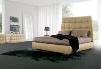 PACIFICO, Bed covered in leather, chrome legs, for bedroom