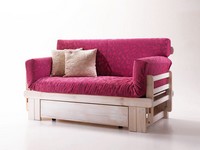Botticelli, Rustic sofa bed, wooden, with container