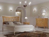 La Dolce Vita - perforated bed cod. 3021, Bed with fret headboard, Bed in wood, Art Deco style beds Agritourism