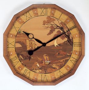 Art. 201/1, Wall Clock in natural inlaid wood