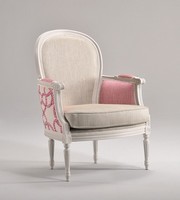 BLANCHE armchair 8652A, Decorated wood armchair, padded, customizable