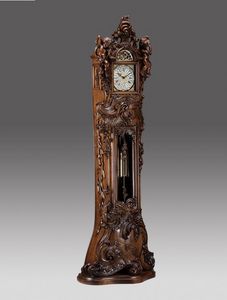 Art. 513/1, Grandfather clock hand-curved in baroque style with 2 Angels, walnut