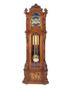 Art. 520/1, Grandfather clock, walnut, floral decorations, 3 doors with bevelled glass