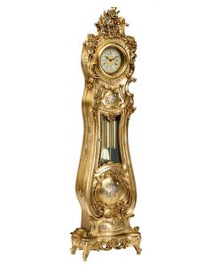 Art. 531/7 Oro, Grandfather clock handcurved in baroque style in gold Leaf with hand-decorated particular