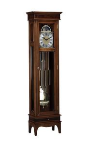 Art. 554/1, Walnut pendulum clock, moon phase dial, weights and pendulums in golden brass