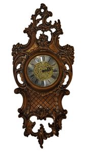 Art. 211/1, Wall Clock in solid hand-curved wood, Walnut finishing