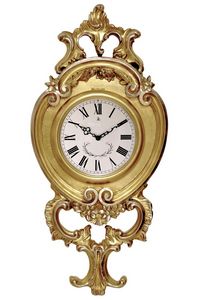 Art. 212/G, Wall Clock in solid hand-curved wood, all gold leaf finishing