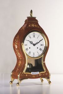 Art. 601/3, Table clock in elm-wood inlay, with particular in gold brass