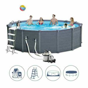 Above ground pool Intex 26382 ex 28382 Graphite round 478x124 - 26382, Above ground pool with water filter and cover cloth