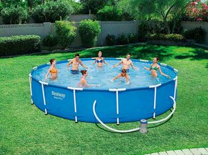 Bestway 56595 Above Ground Swimming Pool Round Steel Pro MAX 427x84 cm - 56595, Round swimming pool, for garden