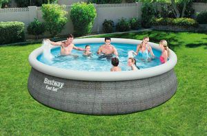 Bestway 57372 Fast Set Round Above Ground Swimming Pool 457x107 cm - 57372, Pool easy to assemble