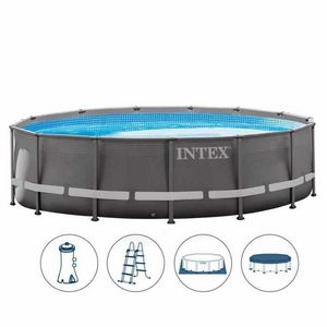 Intex 26310 ex 28310 Above ground pool ultra frame 427x107cm - 26310, Round swimming pool with filter pump and ladder
