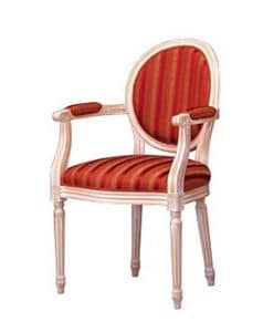 1053, Classic chair with armrests, padded, for living room