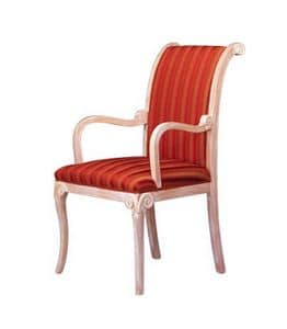 1091, Classic chair with armrests, in beech, for waiting room
