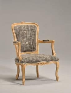 BRIANZOLO armchair 8040A, Wooden classic chair, handmade, for reception