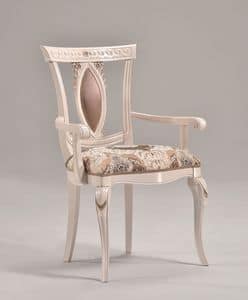 MICHY armchair 8169A, Luxury armchair with carved wooden armrests