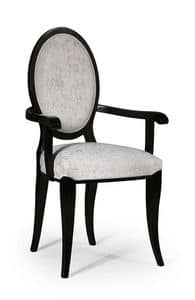 Molly chair with arms, Classic style chair with oval padded backrest