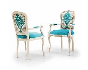 PEGASO Art. 4604, Chair with armrests, traditional style, in fabric Raphael