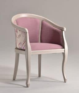 POZZETTO armchair 8032A, Luxury armchair in solid beech, for naval furniture