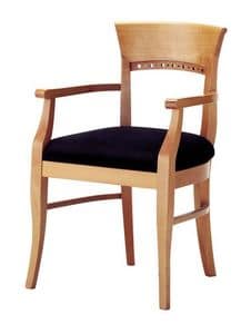 Atene P, Classic padded chair with armrests