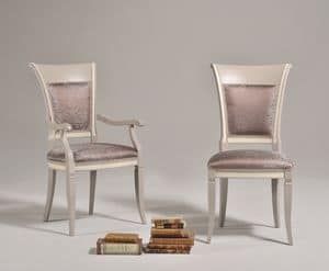 SIRIA armchair 8523S, Chair with studs, saber legs, wood