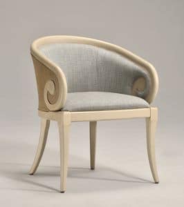 TOFEE armchair (with cane) 8216A, Classic style armchair, covered in fabric