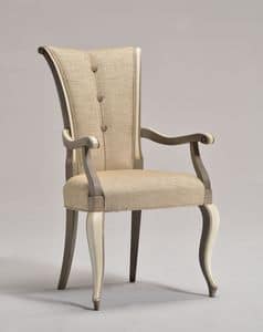 VANNA armchair 8644A, Elegant chair with armrests, upholstered in fabric, for reading room