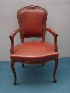 Art. 122, Leather chair with armrests, in Louis XV style