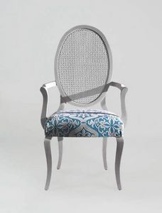 S16PCANNA, Chair with armrests, oval cane back