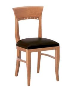 Atene S, Wooden chair with padded seat with classic lines
