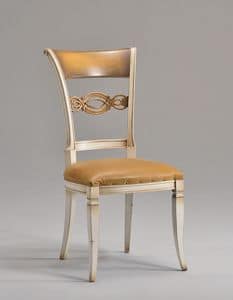 CHIMERA chair 8524S, Classic style chair with carved wooden backrest