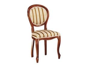 113, Chair for dining room, made of wood with upholstered seat