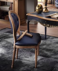 Art. SD 1012, Classic style chair, in blue leather