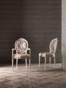 CARLA' chair 8662S, Elegant classical chair, with padded seat and backrest