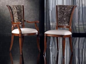 IRIS chair 8523S, Dining chair with padded seat and backrest finished with studs