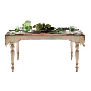Brigitte BR.0110.A, Rectangular table with turned legs and wooden top
