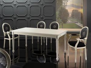LUIGI XVI RECTANGULAR table 8527T, Classic extending table, in beech, for luxurious kitchen