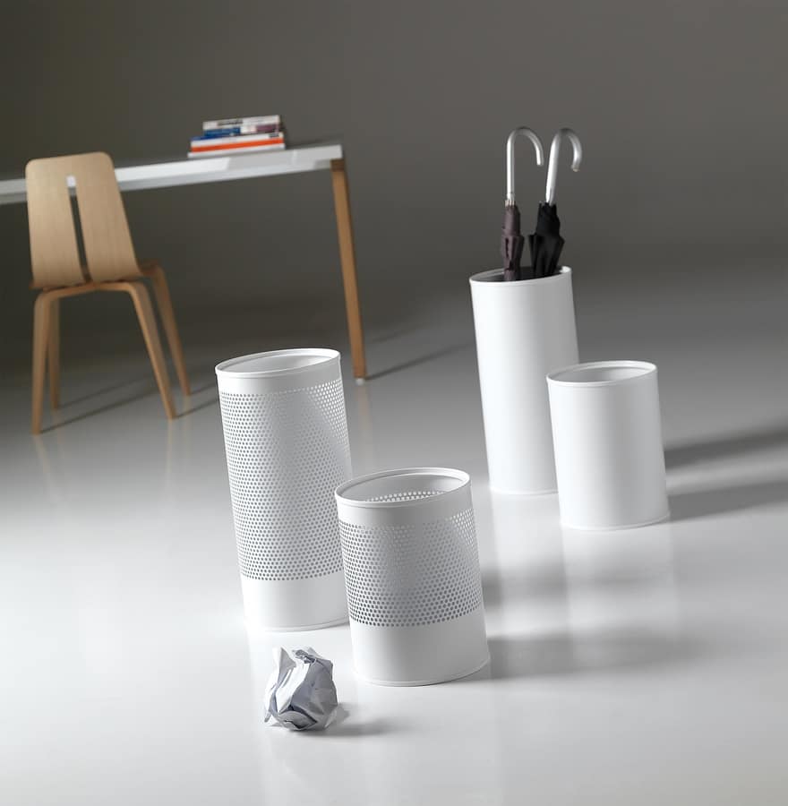 Hi-Tech, Wastepaper baskets and umbrella stands in painted steel