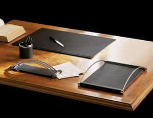 Master, Desk accessories in imitation leather with steel finishes