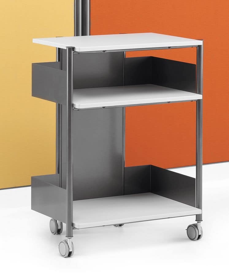 MULTIKOM 3008, Trolley in metal and laminate, various measures, for office