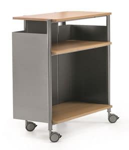 MULTIKOM 3009, Utility cart in steel and plywood, for offices