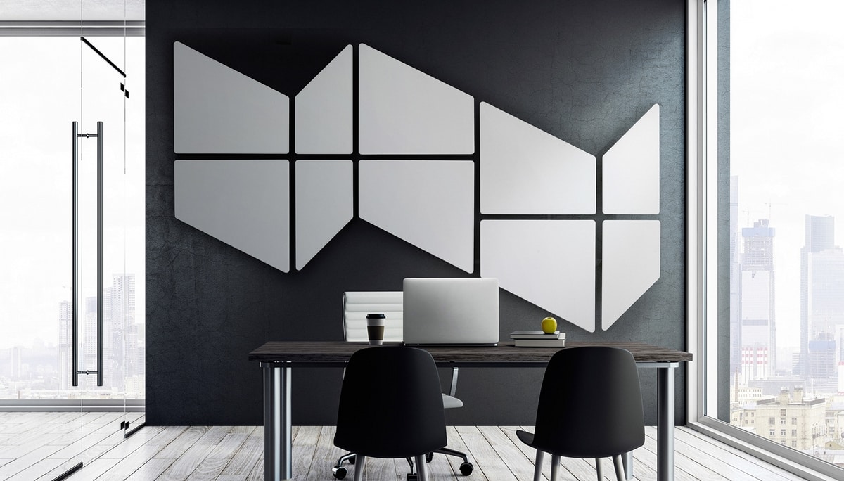 Flat, Modular sound-absorbing panels with a perfectly flat surface