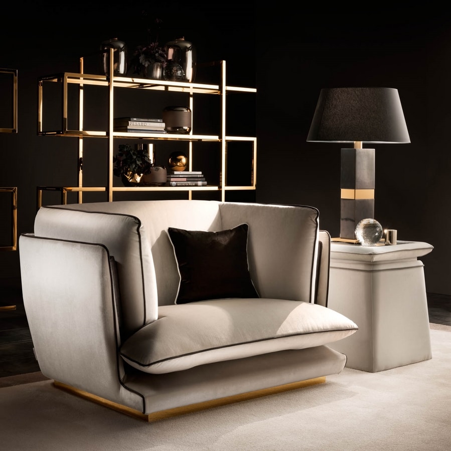 ALLURE armchair, Armchair with polished metal base