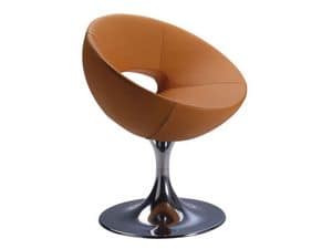 Barby/ba, Upholstered armchair with inner column made of steel