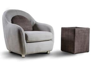 Cristina armchair, Armchair in genuine leather and Micronabuk, modern style