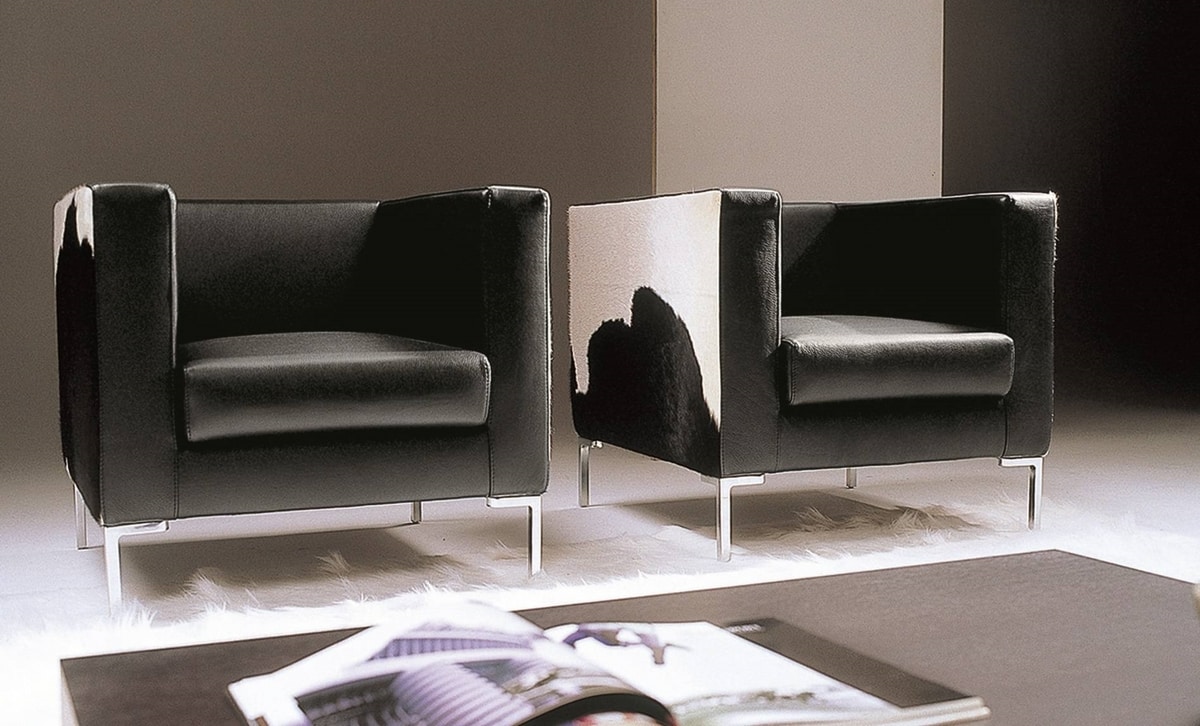Enigma, Modern armchair with polished aluminum feet