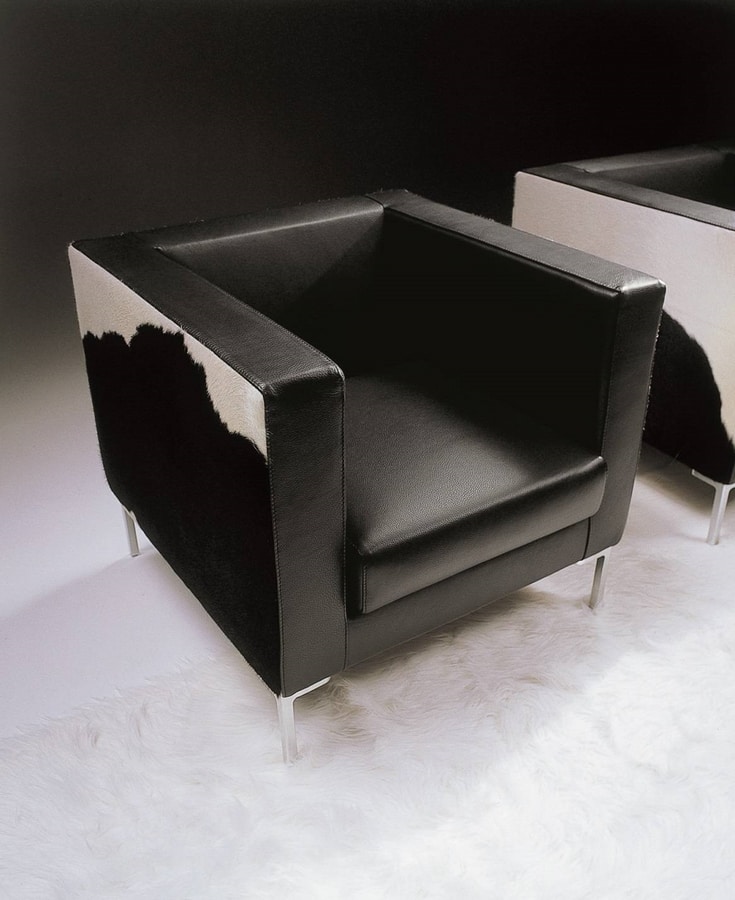 Enigma, Modern armchair with polished aluminum feet