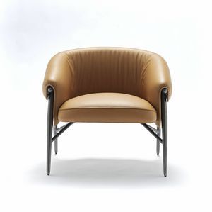 Montgomery W, Lounge armchair with leather upholstery