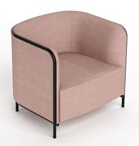 Place, Armchair covered in faux leather, metal frame